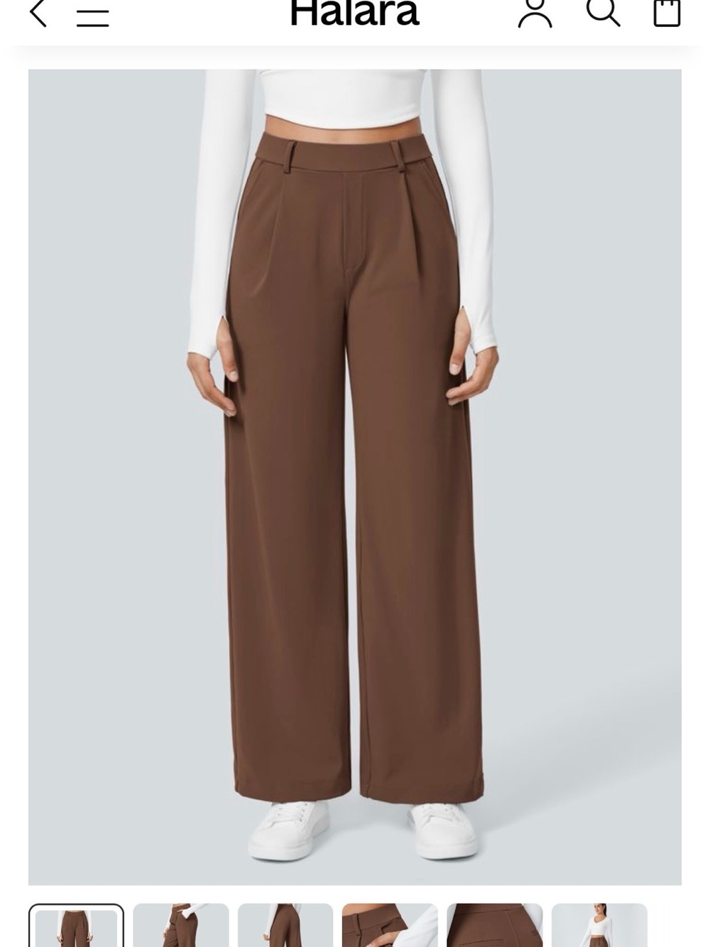 HALARA Brown High-Rise Wide Leg Trousers